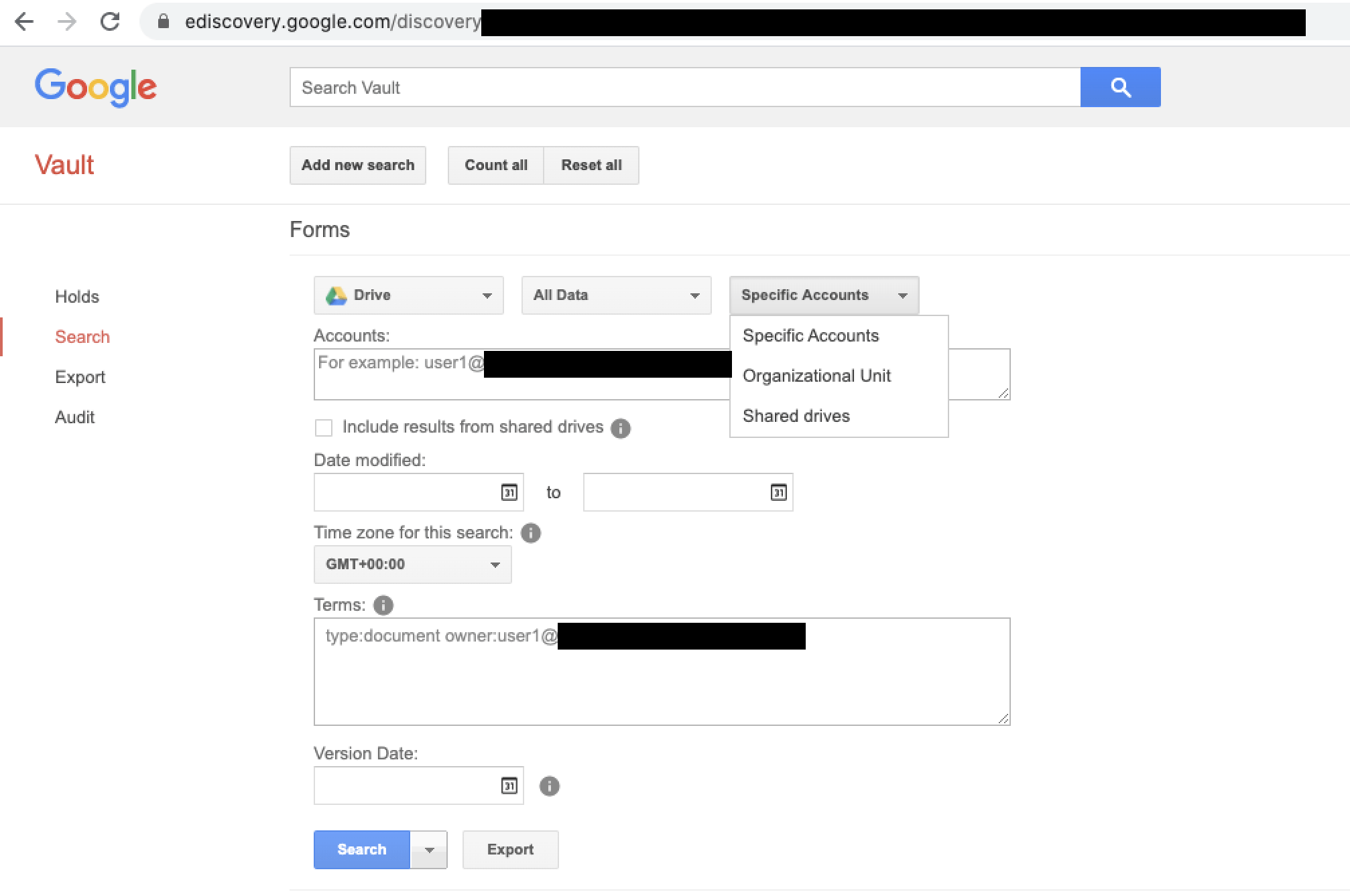 Google Vault eDiscovery