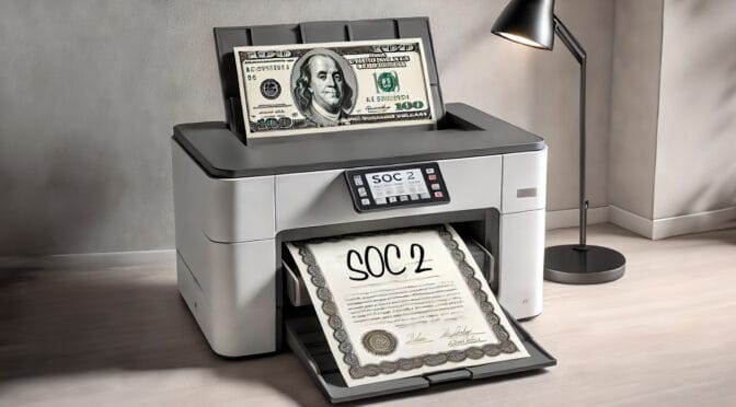 A printer turning money into a SOC 2 certificate. How much does a SOC 2 certification cost?