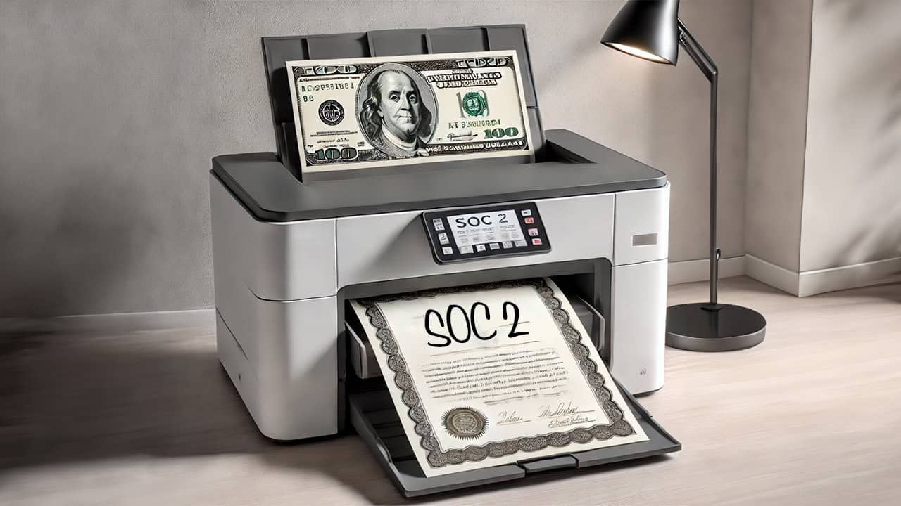 A printer turning money into a SOC 2 certificate. How much does a SOC 2 certification cost?